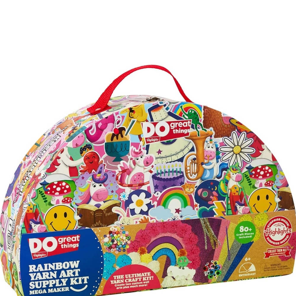 Rainbow Yarn Art Supply Kit by highlights  80 + craft pieces